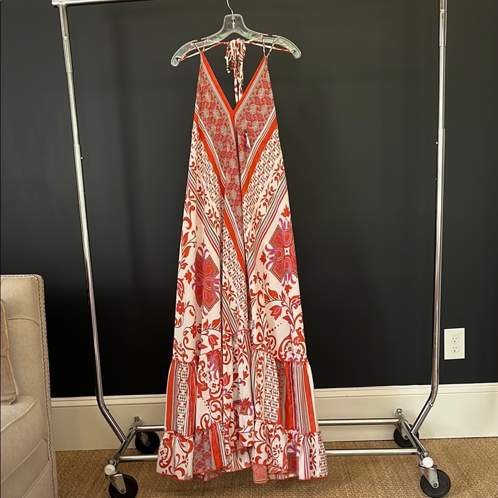 ZLEurope Halter Tie-Neck Maxi Dress